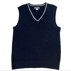 Kitestrings by Hartstrings Navy Blue Cotton Pullover V Neck Vest Sz 8/10
